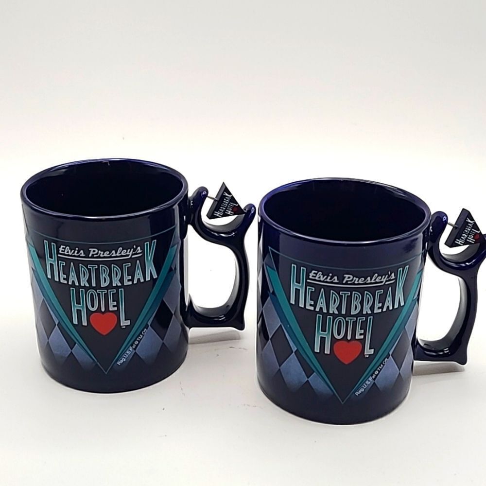 Elvis Presley Heartbreak Hotel Coffee Mugs, Set of 2